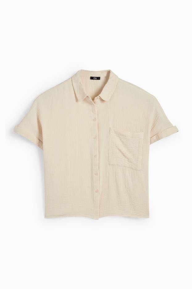 Femmes - Chemisier en gaze de coton - beige clair