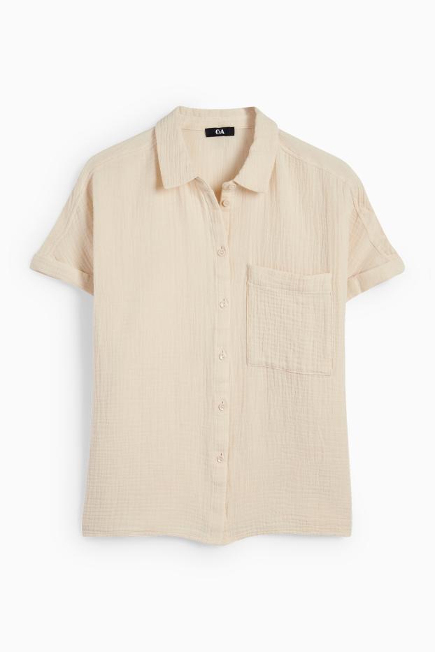 Femmes - Chemisier en mousseline - beige clair