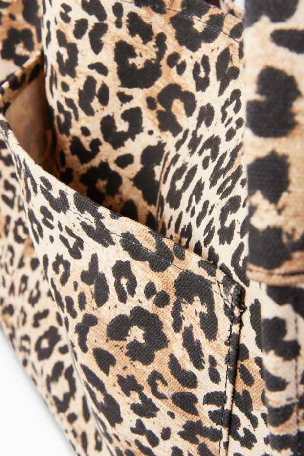 Femmes - Grand cabas - imprimé léopard - noir / beige