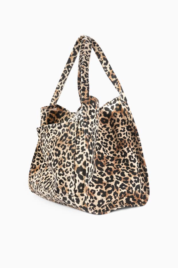 Femmes - Grand cabas - imprimé léopard - noir / beige
