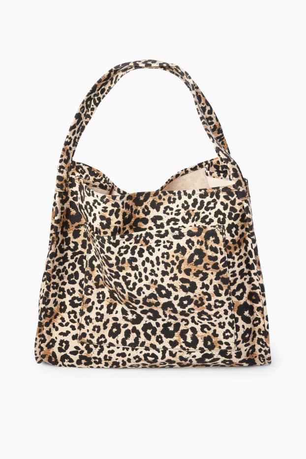 Femmes - Grand cabas - imprimé léopard - noir / beige