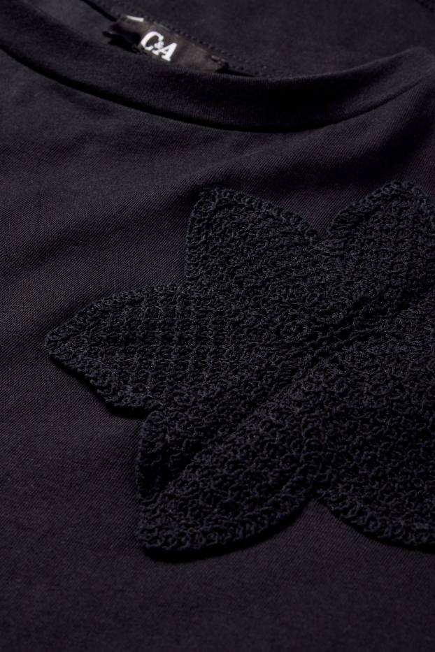 Damen - T-Shirt - Relaxed Fit - schwarz