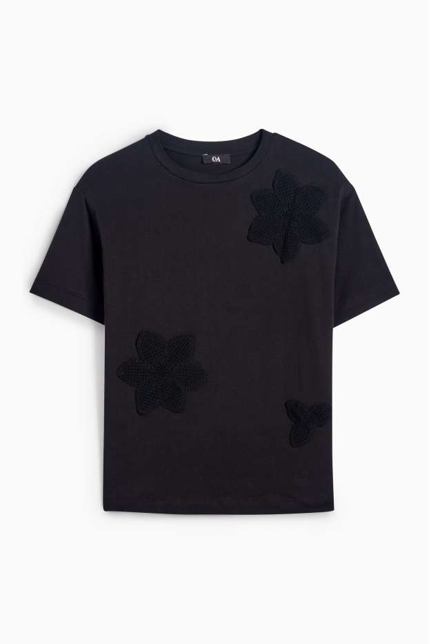 Damen - T-Shirt - Relaxed Fit - schwarz