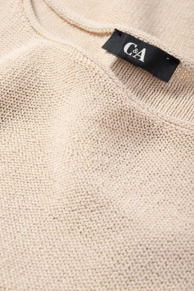 Femmes - Pull en maille - manches courtes - beige clair