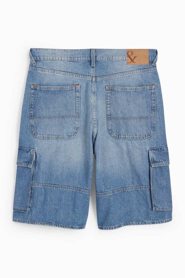 Uomo - Bermuda cargo in jeans - jeans azzurro
