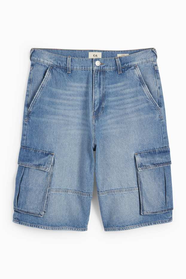 Uomo - Bermuda cargo in jeans - jeans azzurro
