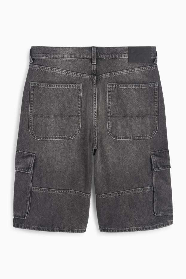Herren - Jeans-Cargo-Bermudas - jeansgrau