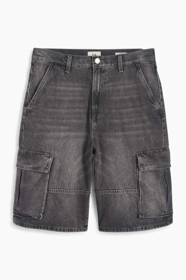 Herren - Jeans-Cargo-Bermudas - jeansgrau