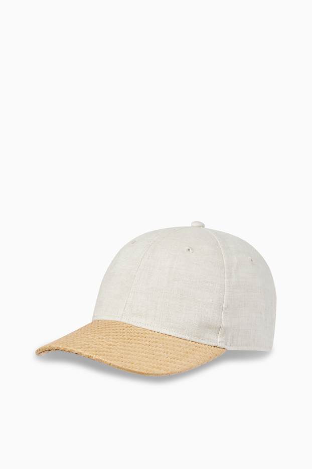 Hommes - Casquette en lin - blanc crème