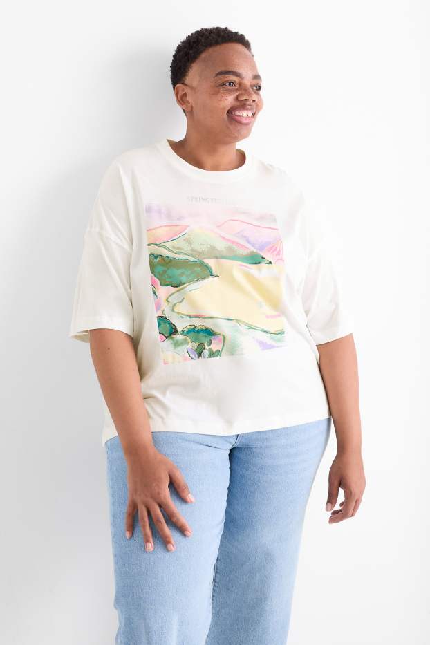 Femmes - T-shirt - oversize - blanc