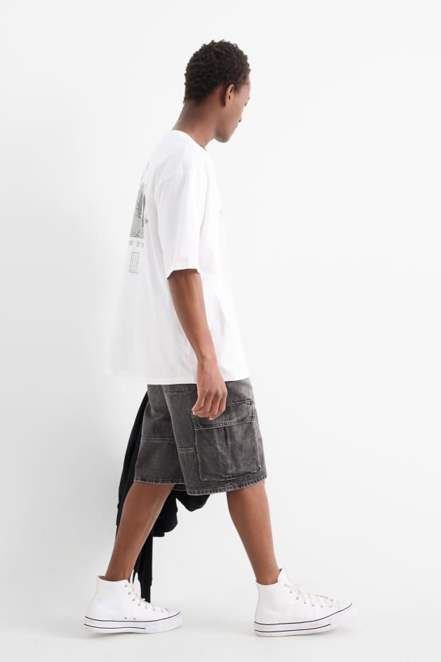 Herren - Jeans-Cargo-Bermudas - jeansgrau