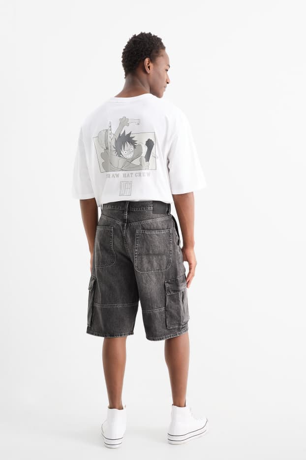 Herren - Jeans-Cargo-Bermudas - jeansgrau