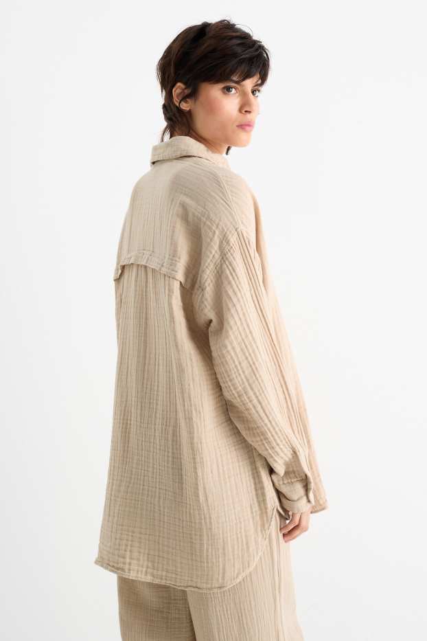 Women - Muslin blouse - light beige