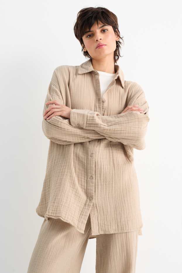 Women - Muslin blouse - light beige