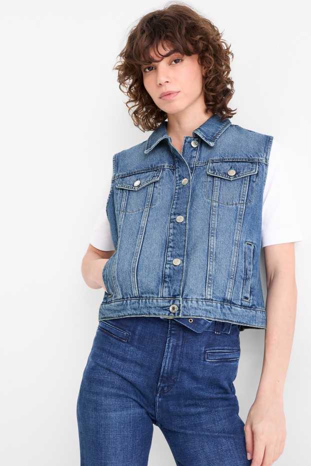 Femmes - Gilet sans manches en jean - jean bleu