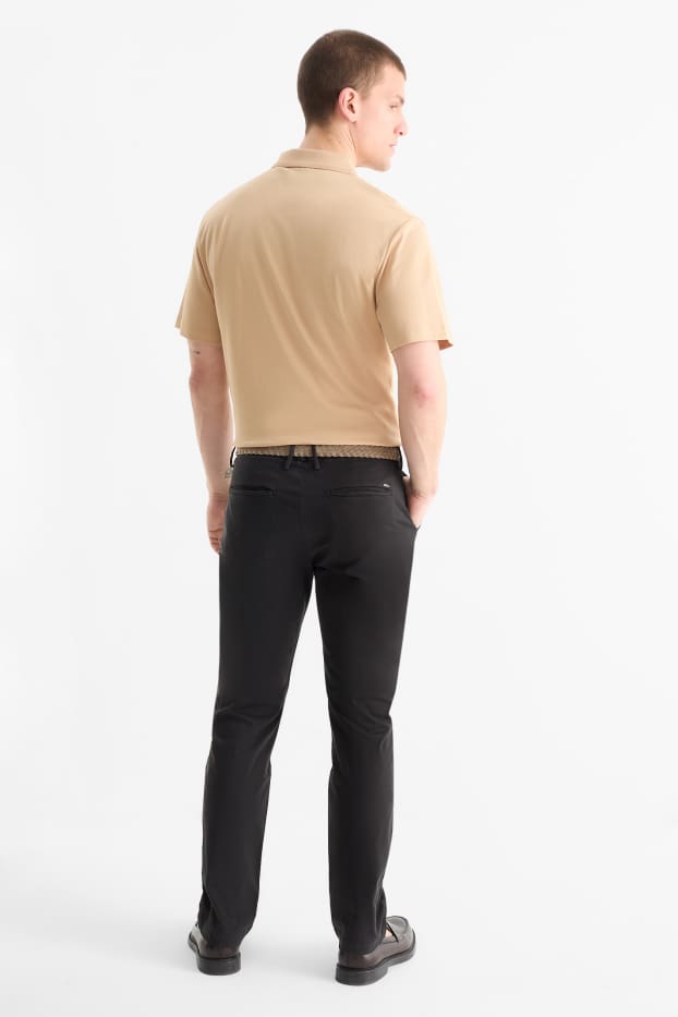 Herren - Chino mit Gürtel - Regular Fit - schwarz