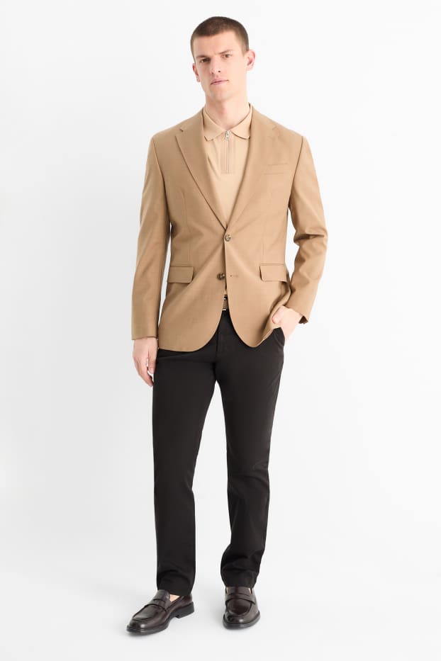 Herren - Chino mit Gürtel - Regular Fit - schwarz