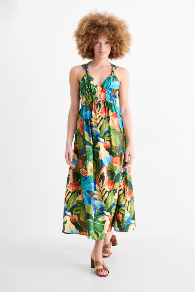 Dames - Empirejurk met V-hals - met patroon - gekleurd