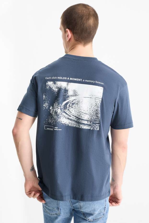 Hommes - T-shirt - relaxed fit - bleu foncé