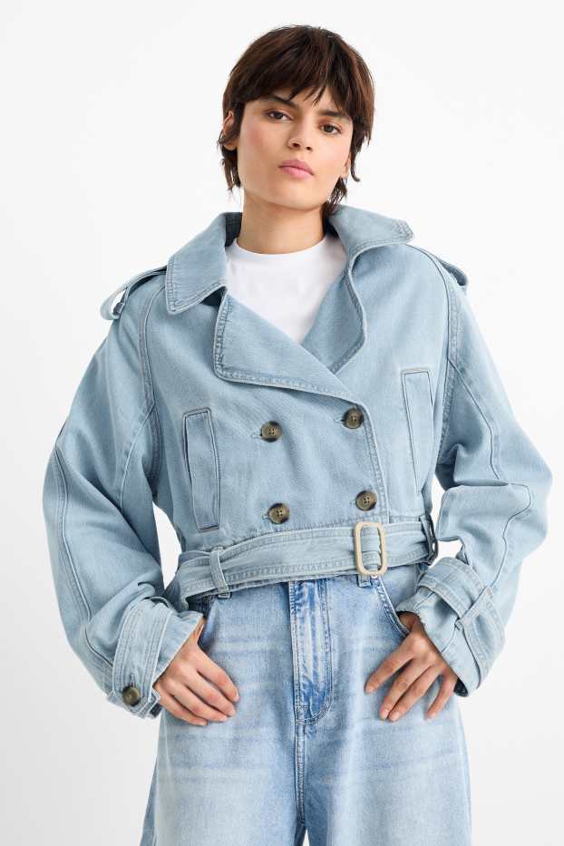 Femei - Trenci crop - denim-albastru deschis