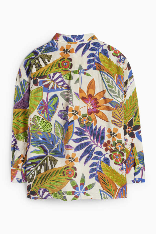 Women - Blouse - floral - light beige
