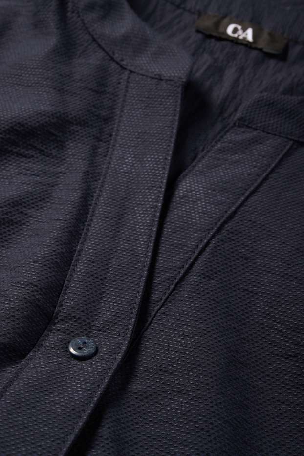 Damen - Bluse mit V-Ausschnitt - strukturiert - dunkelblau