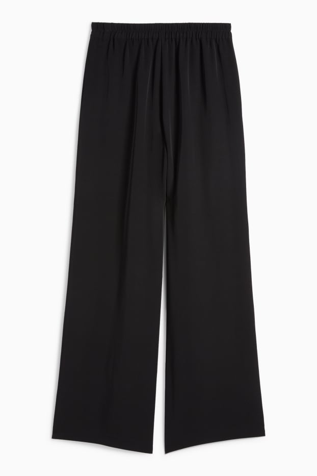 Femmes - Pantalon en toile - mid waist - wide leg - noir