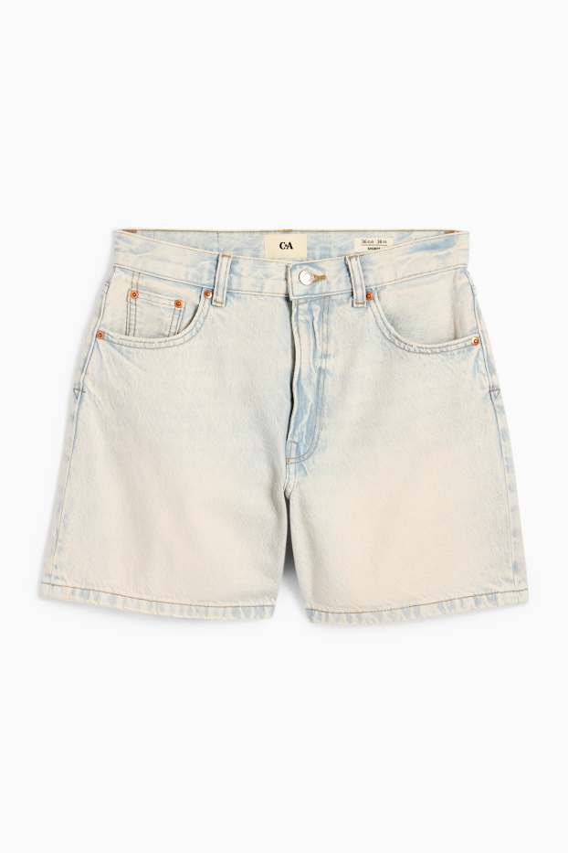 Femei - Pantaloni scurți de blugi - talie medie - denim-albastru deschis