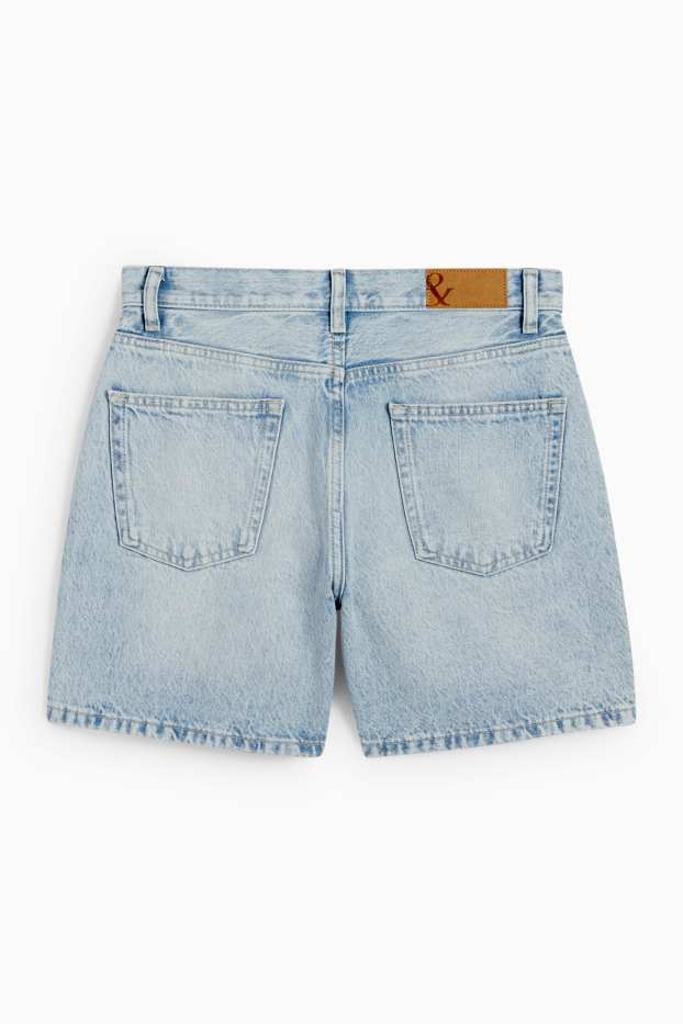 Femei - Pantaloni scurți de blugi - talie medie - denim-albastru deschis