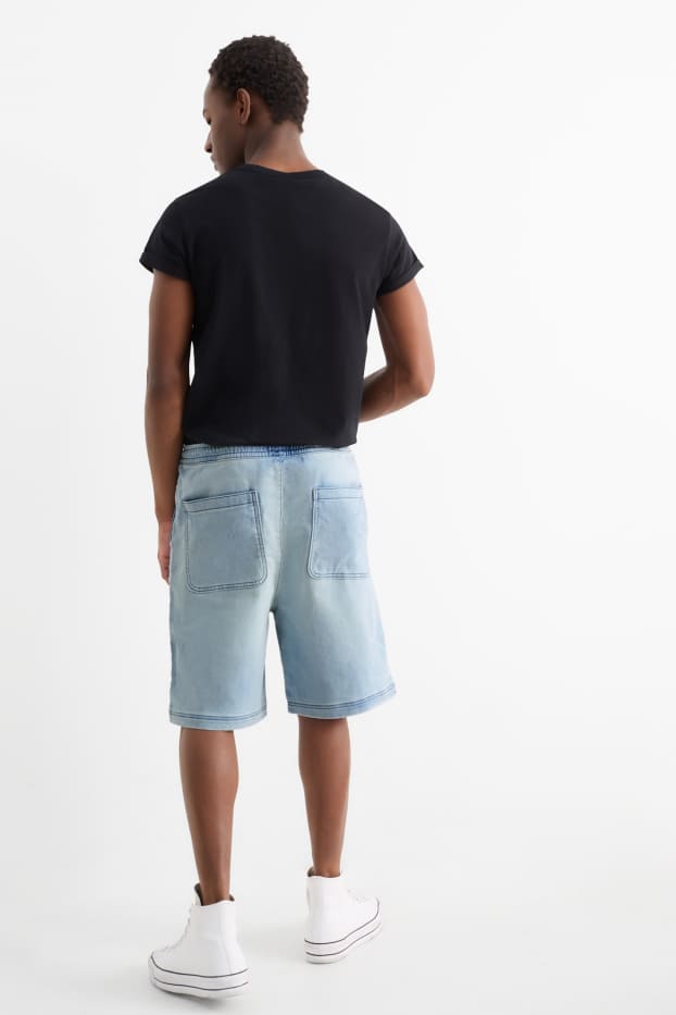 Men - Denim Bermuda shorts - denim-light blue