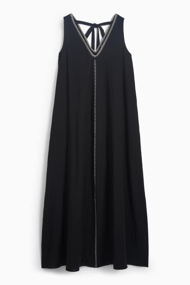 Women - V-neck dress - black