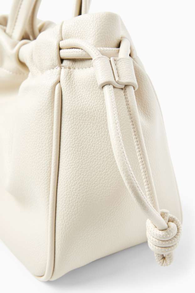 Dames - Kleine shopper met afneembare draagriem - imitatieleer - licht beige