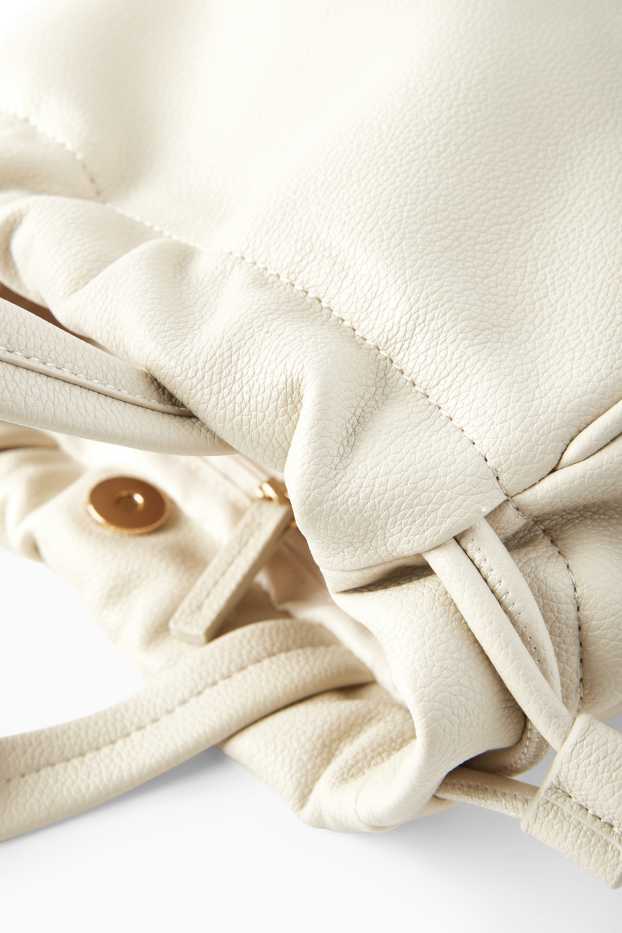 Dames - Kleine shopper met afneembare draagriem - imitatieleer - licht beige