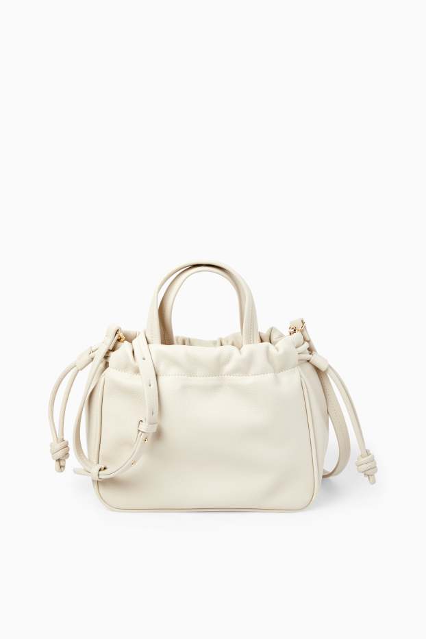 Dames - Kleine shopper met afneembare draagriem - imitatieleer - licht beige