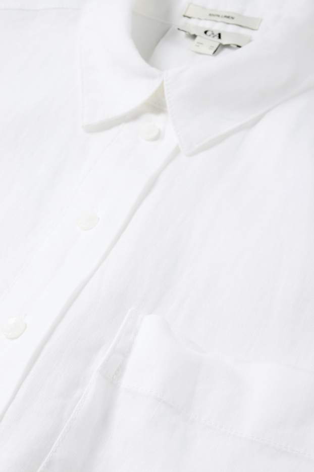 Damen - Leinenbluse - weiss