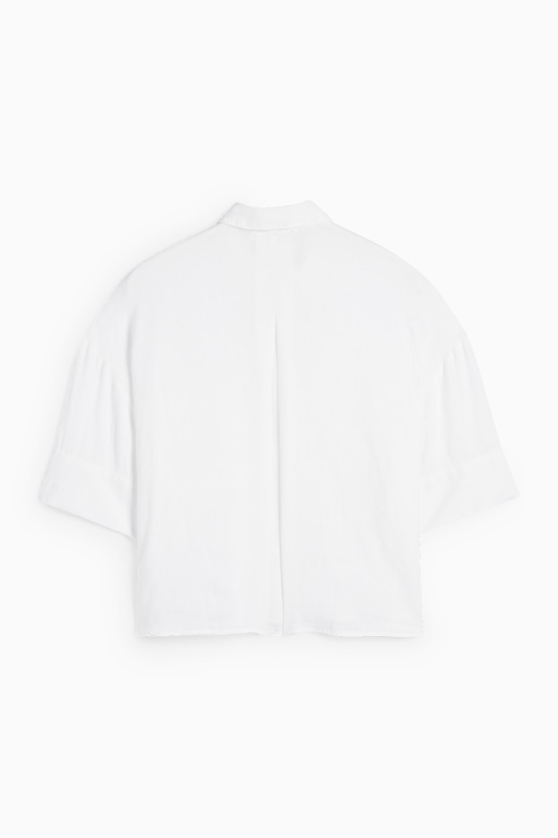 Damen - Leinenbluse - weiss