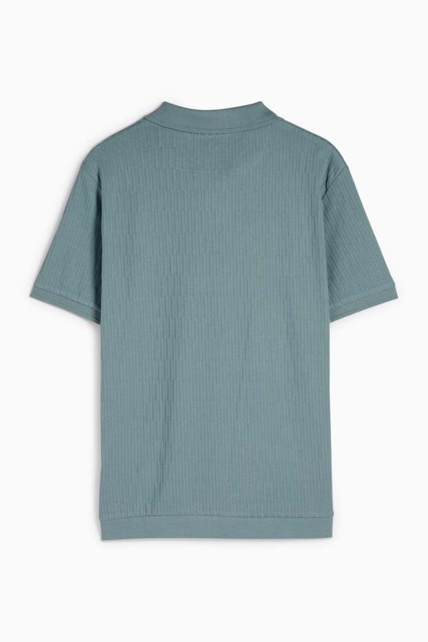 Men - Polo shirt - textured - green