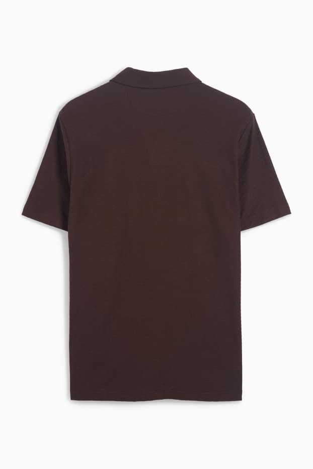 Heren - Poloshirt - met structuur - donkerbruin