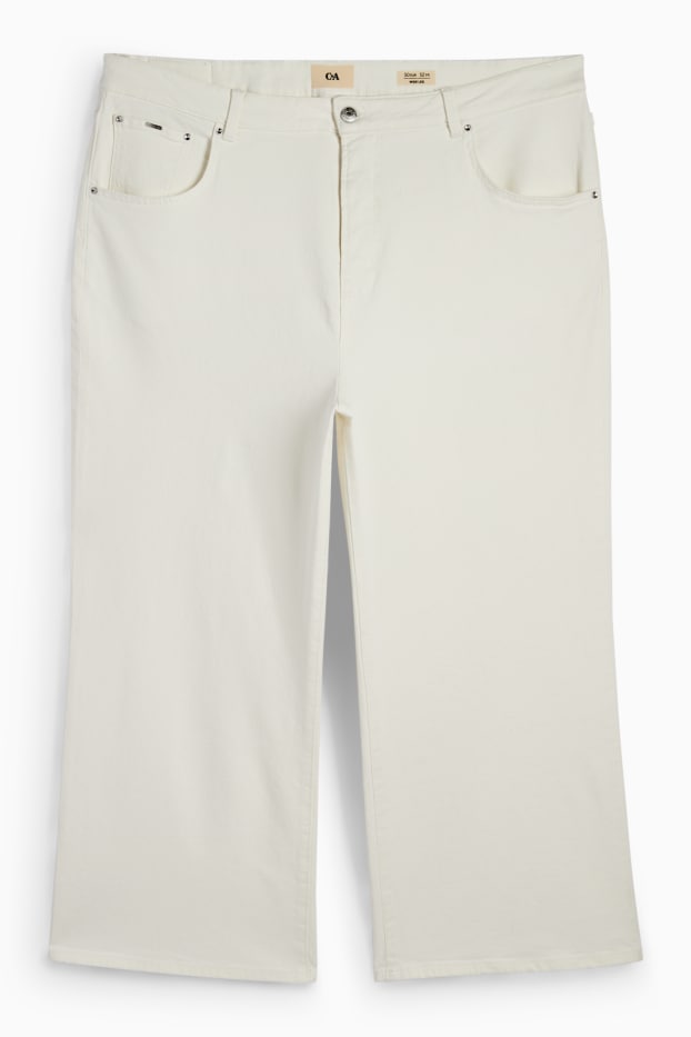 Dames - Wide leg jeans - high waist - wit