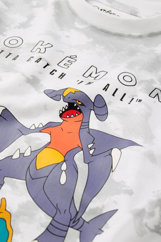 Děti - chlapci - Pokémon - tričko s krátkým rukávem - se vzorem - světle šedá