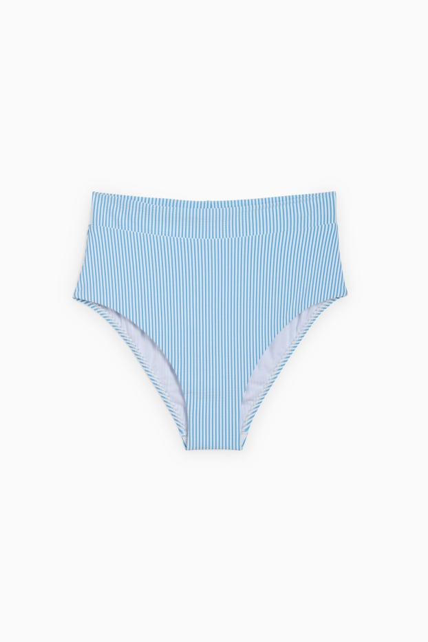 Damen - Bikini-Hose - High Waist - LYCRA® XTRA LIFE™ - gestreift - weiß / hellblau