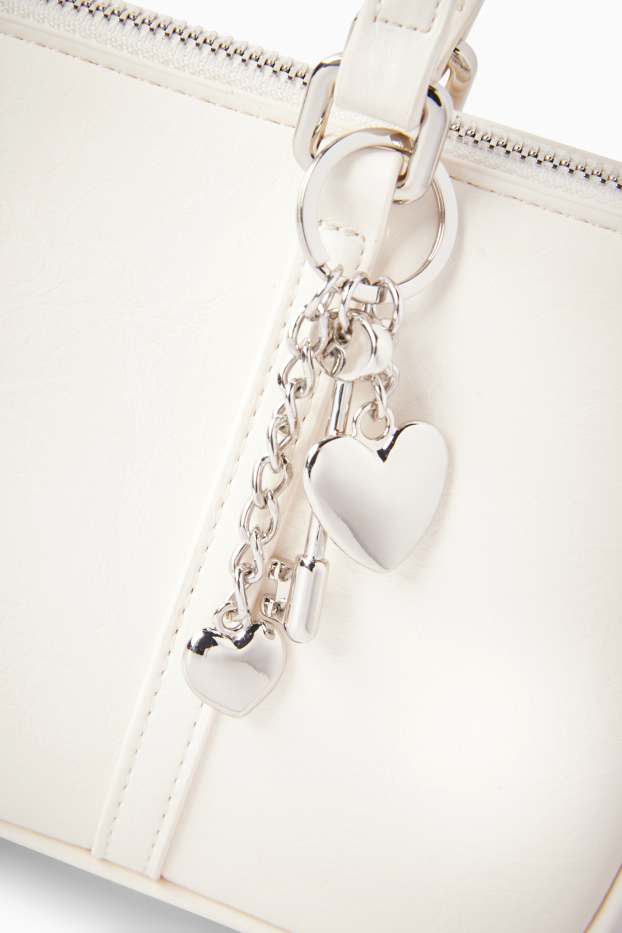 Damen - Schultertasche - Lederimitat - cremeweiß