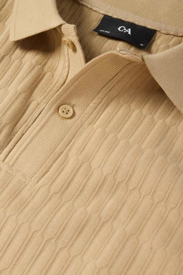 Men - Polo shirt - textured - beige