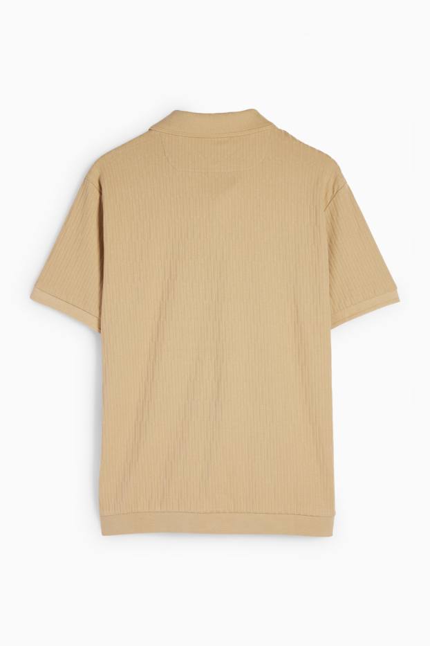 Men - Polo shirt - textured - beige