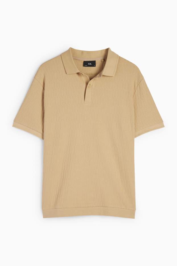 Men - Polo shirt - textured - beige