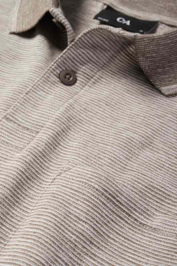 Hommes - Polo - regular fit - à rayures - marron
