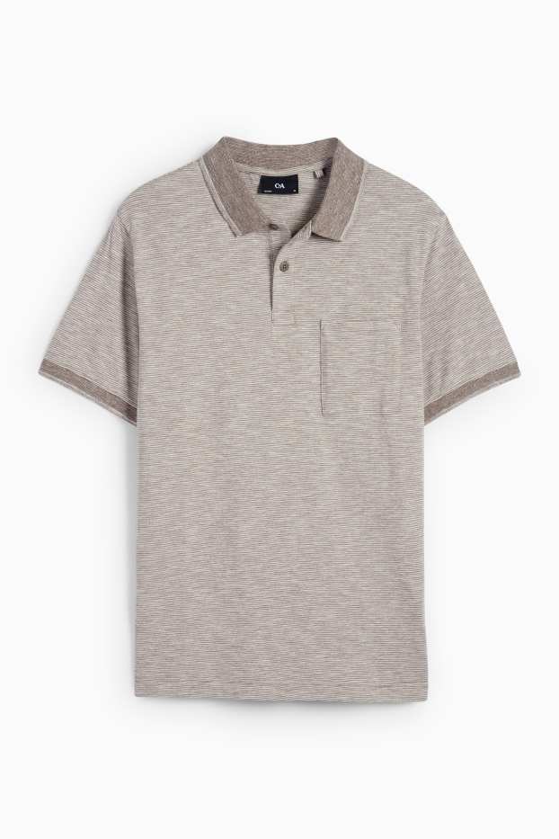 Hommes - Polo - regular fit - à rayures - marron