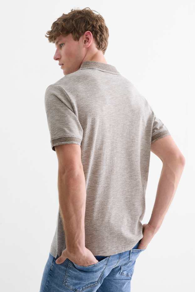 Hommes - Polo - regular fit - à rayures - marron