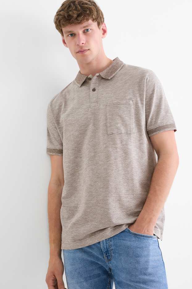 Hommes - Polo - regular fit - à rayures - marron