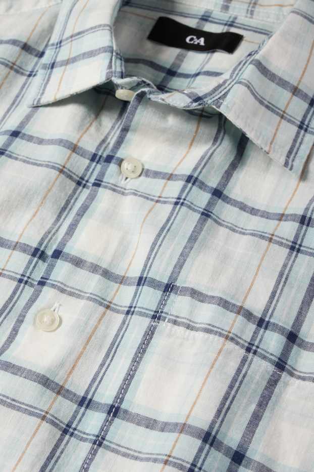 Men - Shirt - regular fit - kent collar - check - light blue